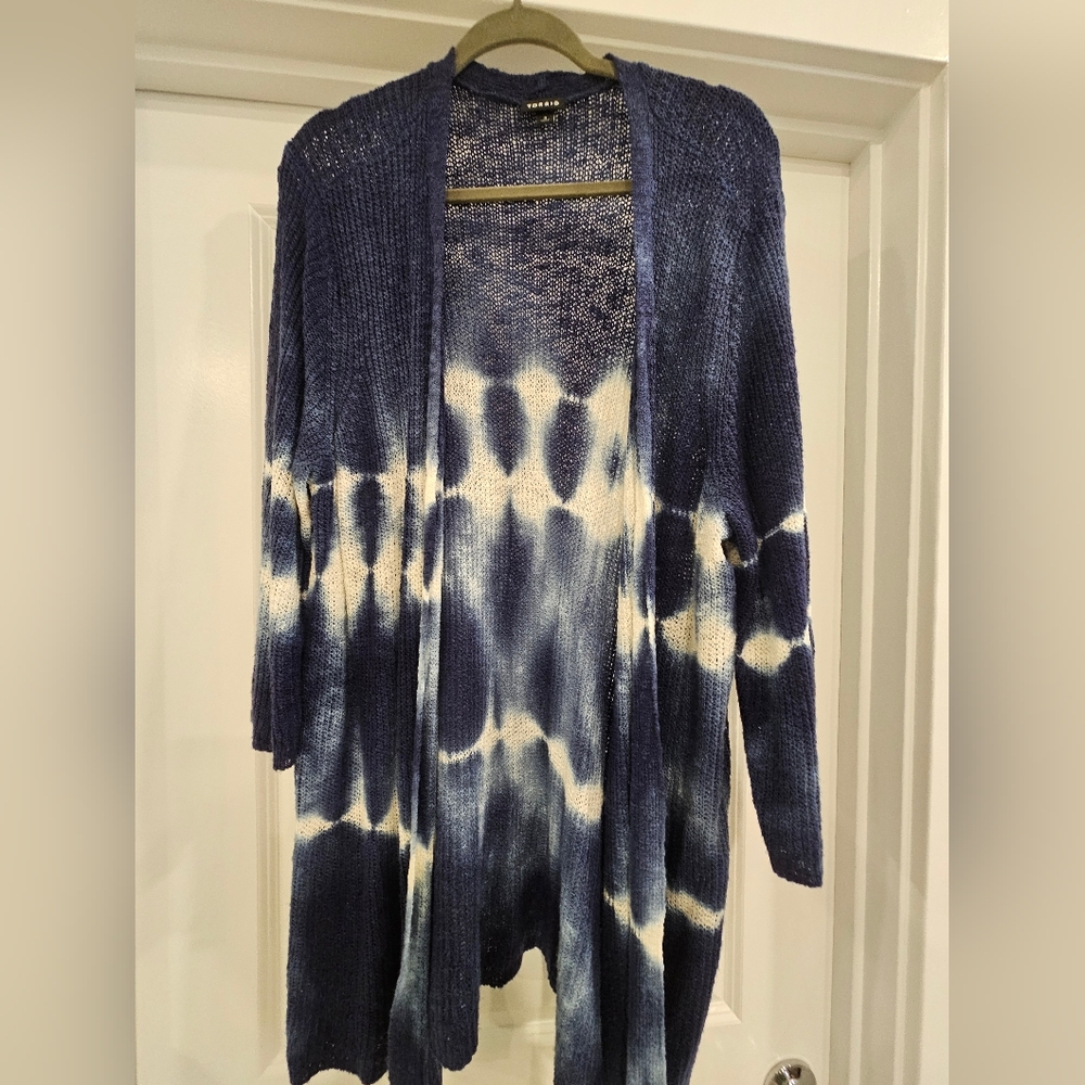 Tie-dye, light weight, open front cardigan